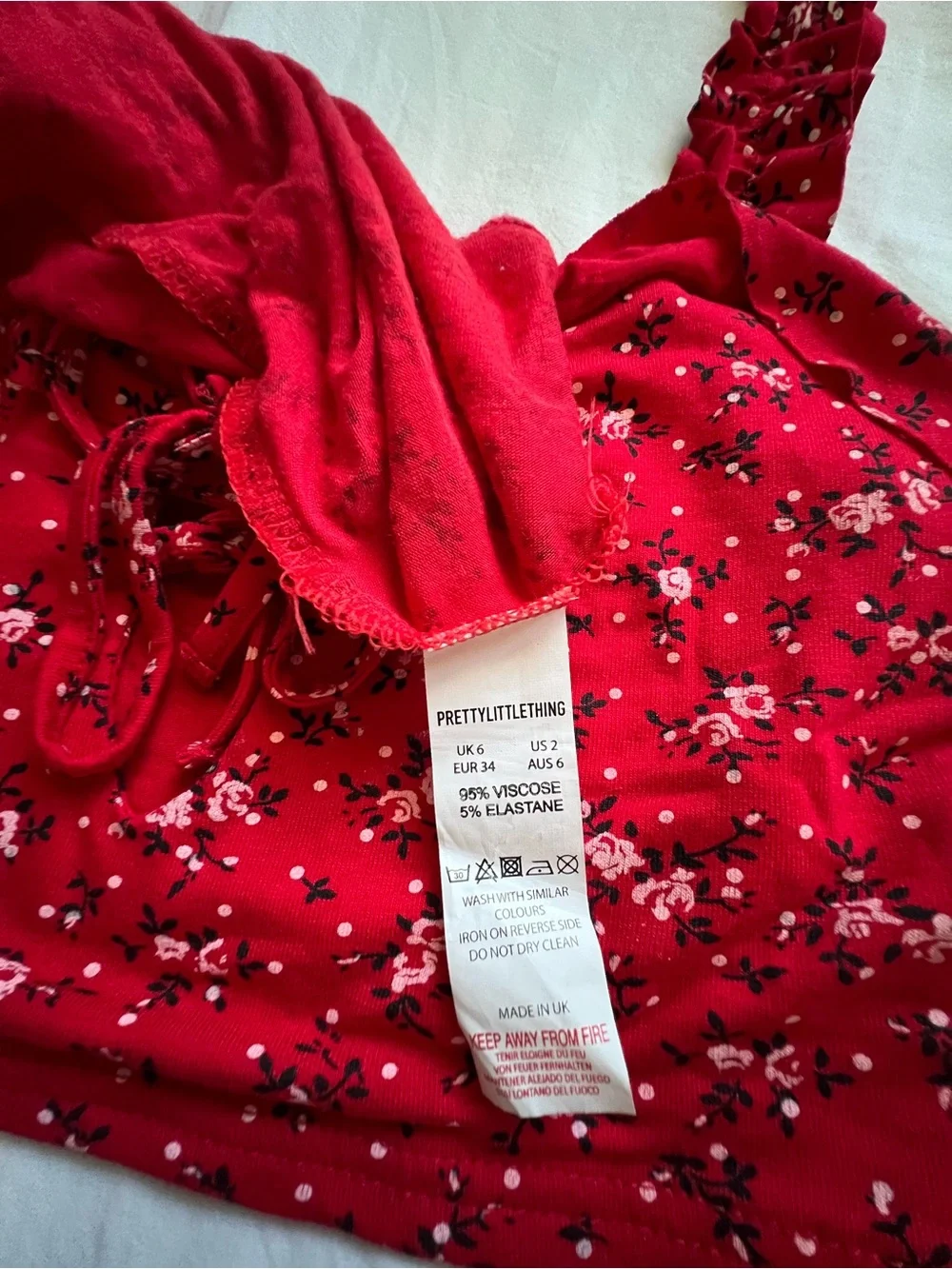 PrettyLittleThing Red Floral Two-Piece Skirt Set